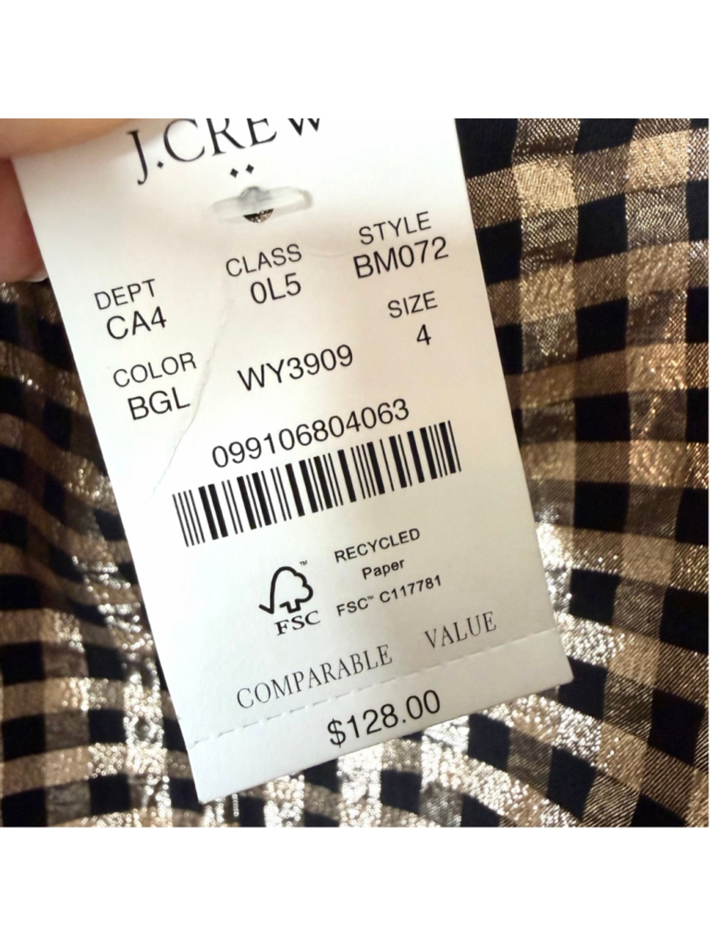 NEW with tags J.Crew Black Gold Gingham Tiered Mini Dress Size 4 - Picture 7 of 8
